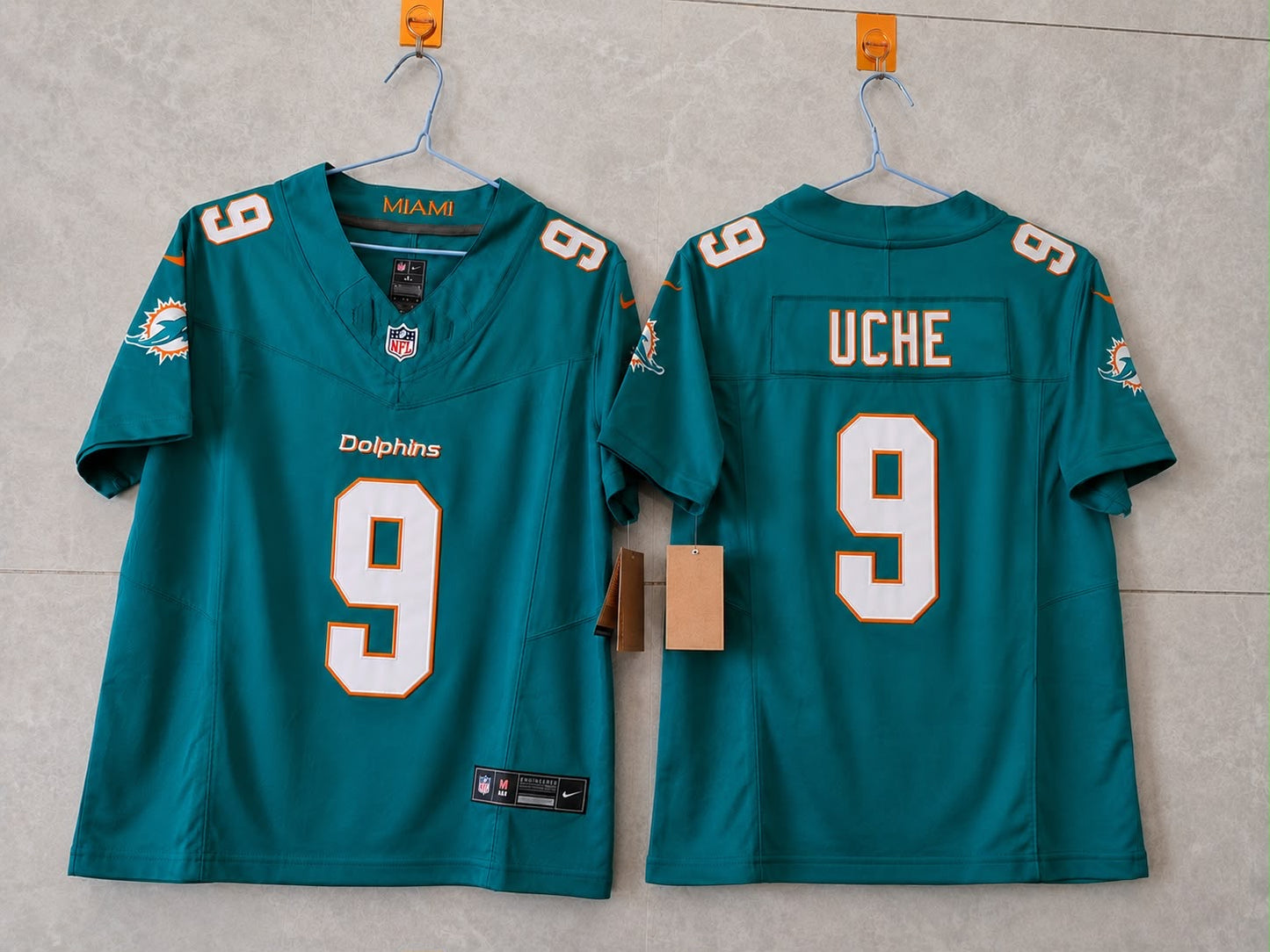 MIAMI DOLPHINS JOSH UCHE BLUE JERSEY