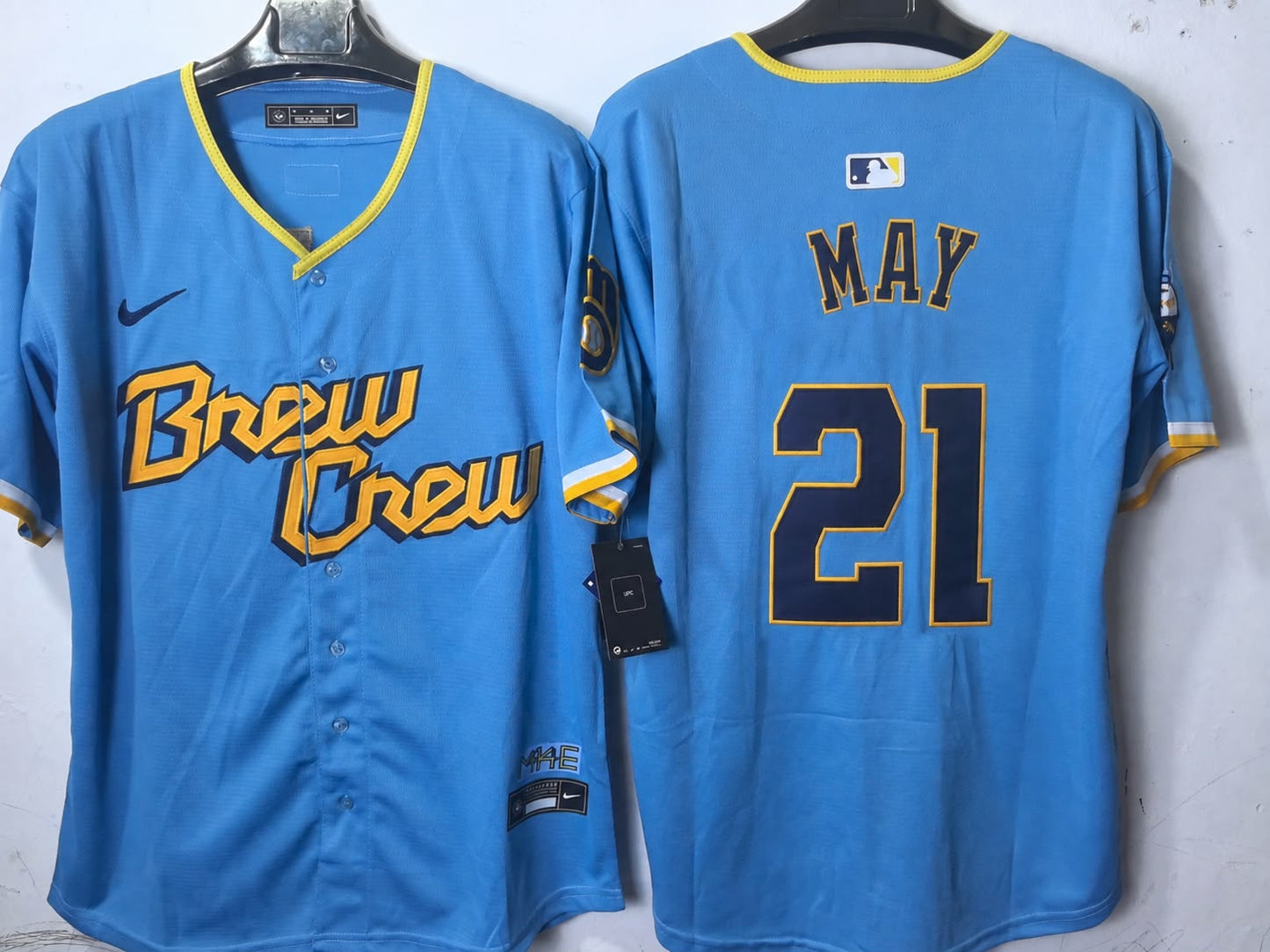 MILWAUKEE BREWERS DUSTIN MAY BLUE JERSEY