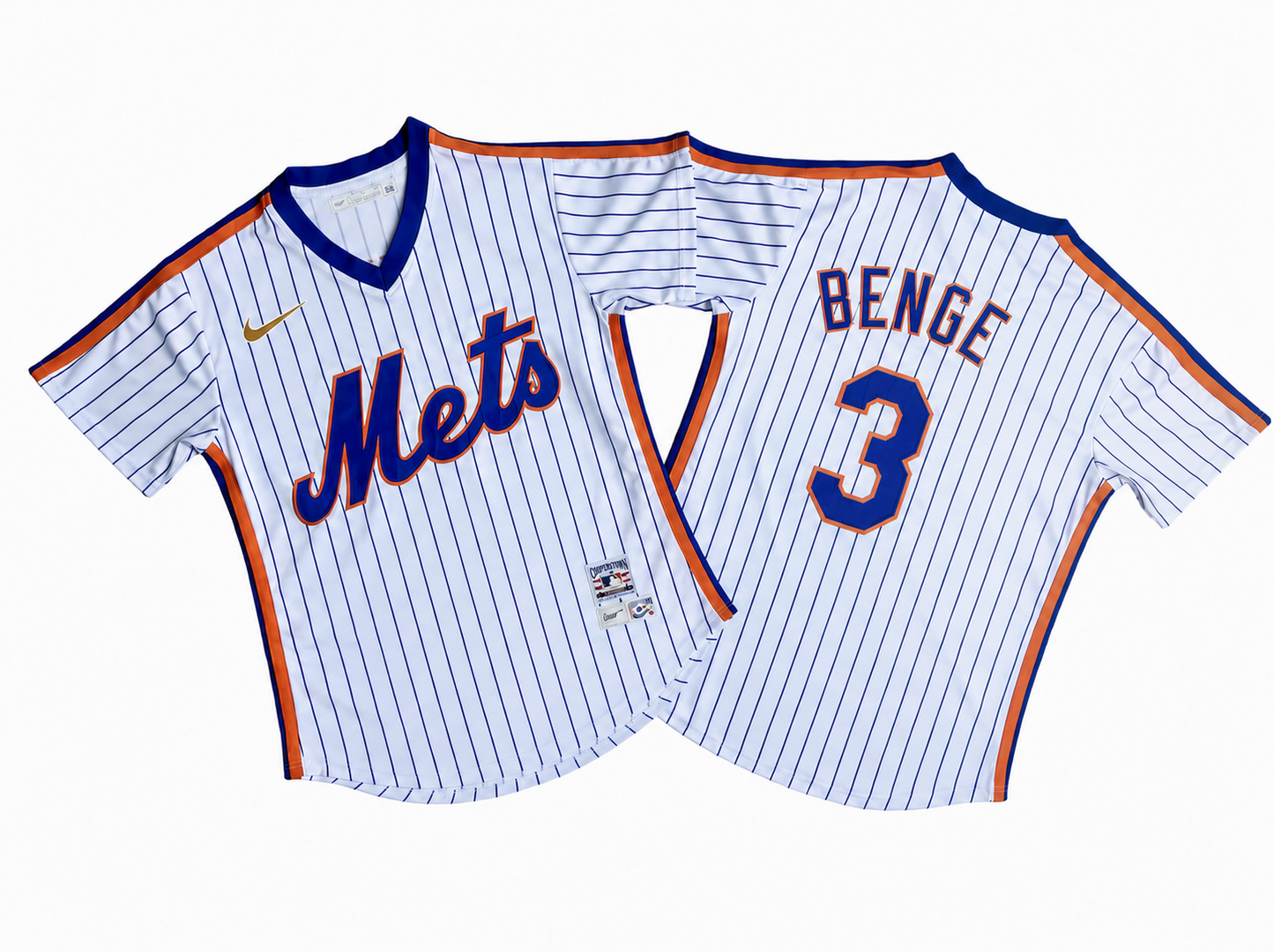 NEW YORK METS CARSON BENGE WHITE VINTAGE JERSEY