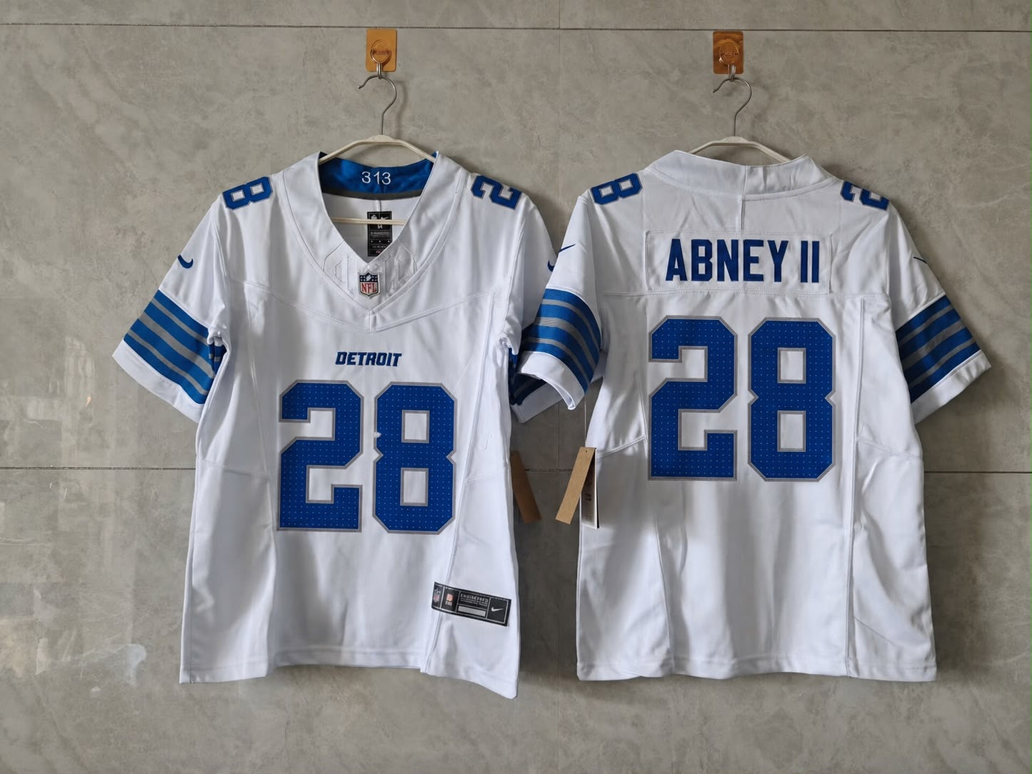 DETROIT LIONS KEITH ABNEY II WHITE JERSEY