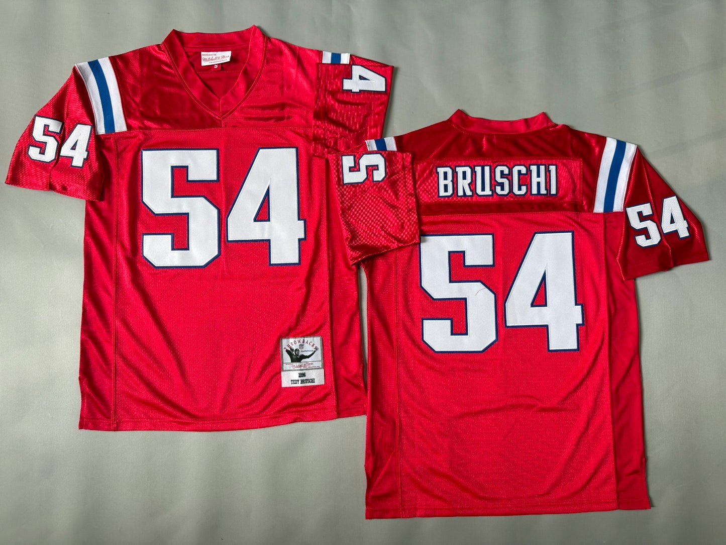 NEW ENGLAND PATRIOTS TEDY BRUSCHI RED VINTAGE JERSEY