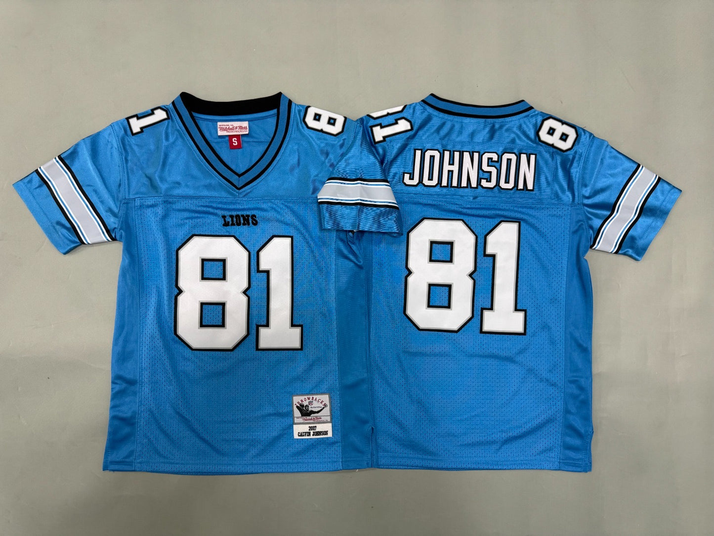 DETROIT LIONS CALVIN JOHNSON BLUE VINTAGE JERSEY