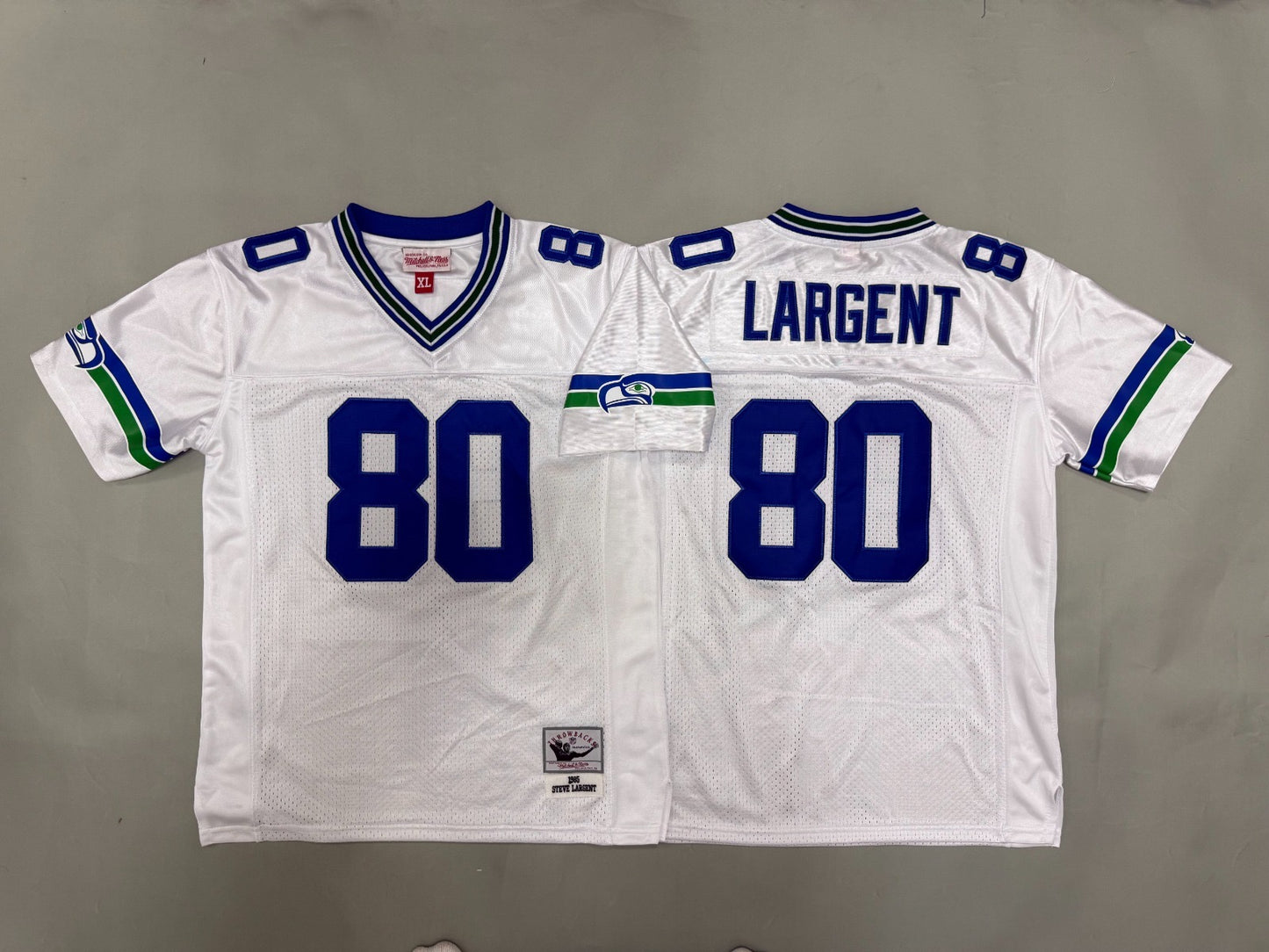 SEATTLE SEAHAWKS STEVE LARGENT WHITE VINTAGE JERSEY