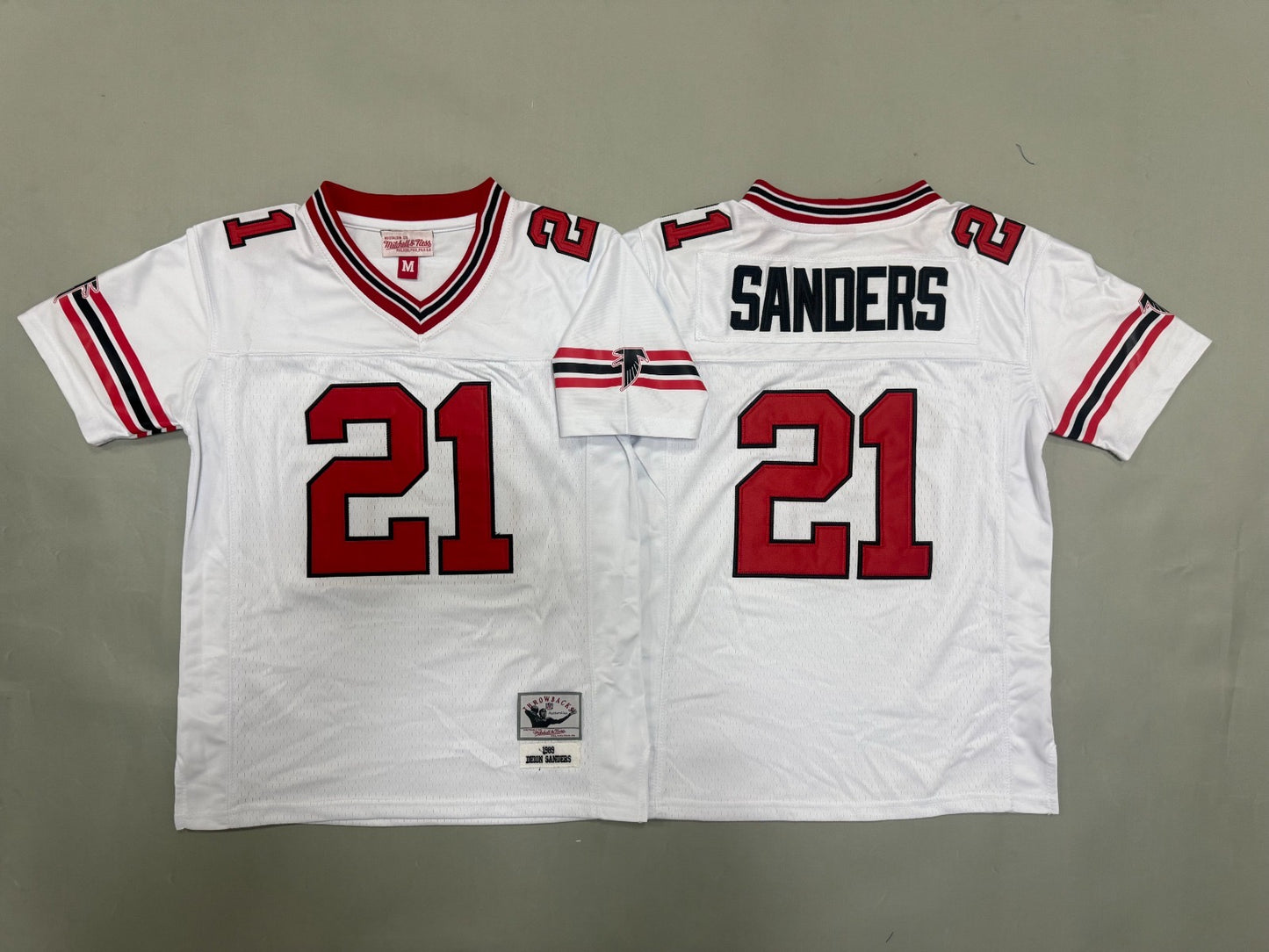 ATLANTA FALCONS DEION SANDERS WHITE VINTAGE JERSEY