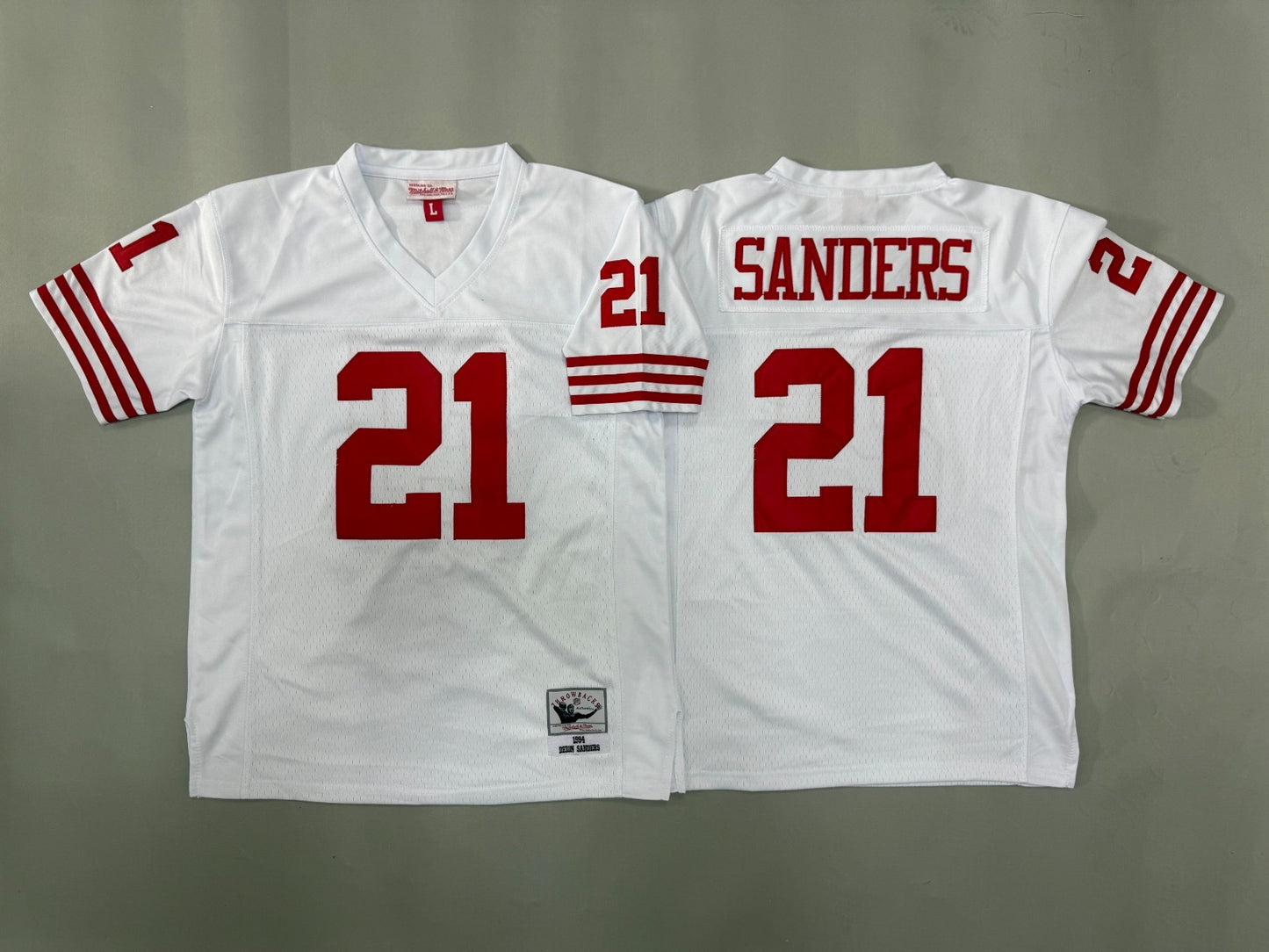 SAN FRANCISCO 49ERS DIEON SANDERS WHITE VINTAGE JERSEY