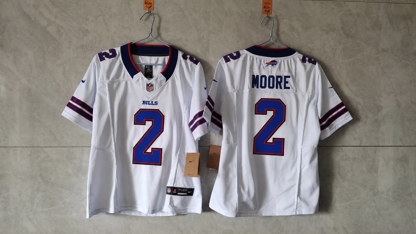 BUFFALO BILLS DJ MOORE WHITE JERSEY