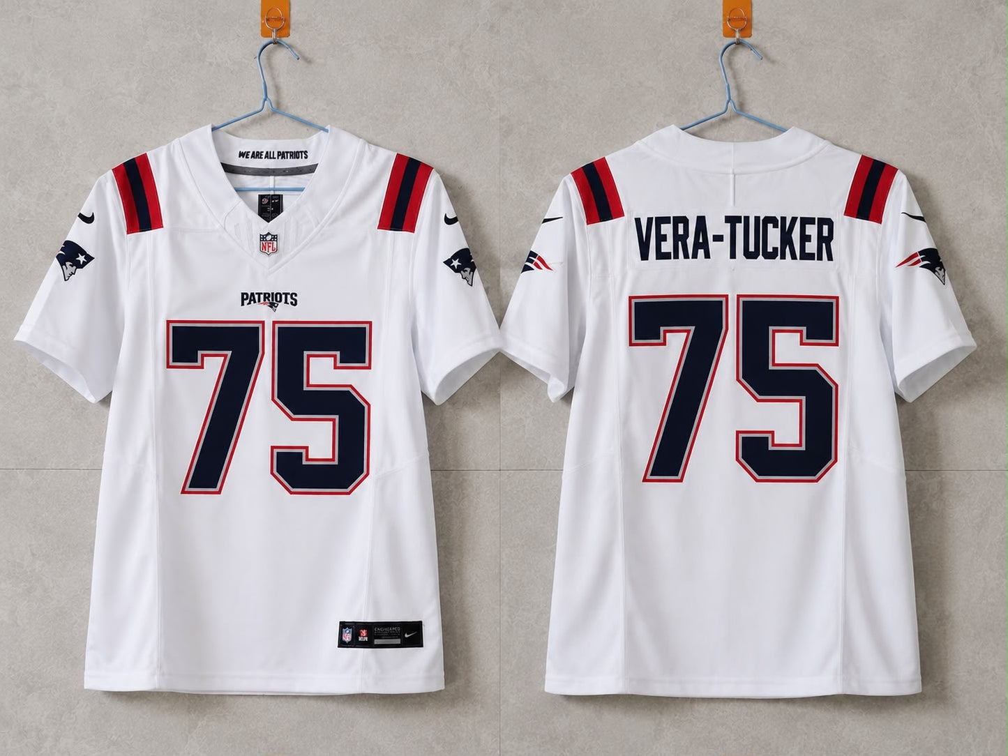 NEW ENGLAND PATRIOTS ELIJAH VERA TUCKER WHITE JERSEY