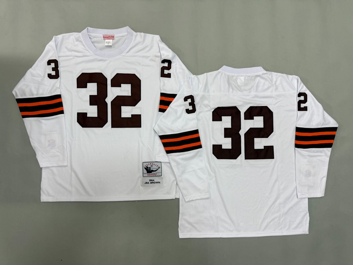 CLEVELAND BROWNS JIM BROWN WHITE VINTAGE JERSEYS