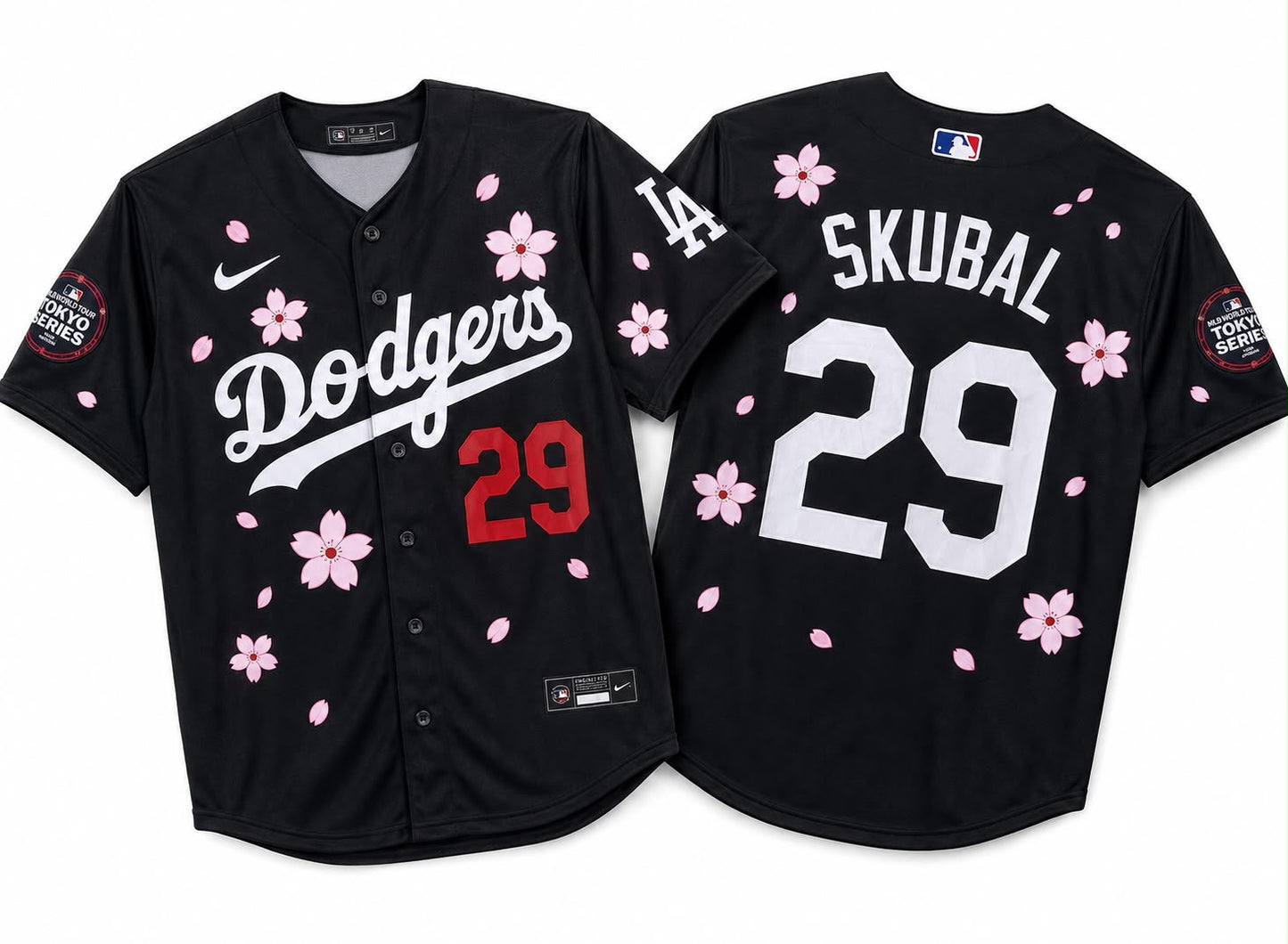 LOS ANGELES DODGERS TARIK SKUBAL BLACK CHERRY BLOSSOM JERSEY