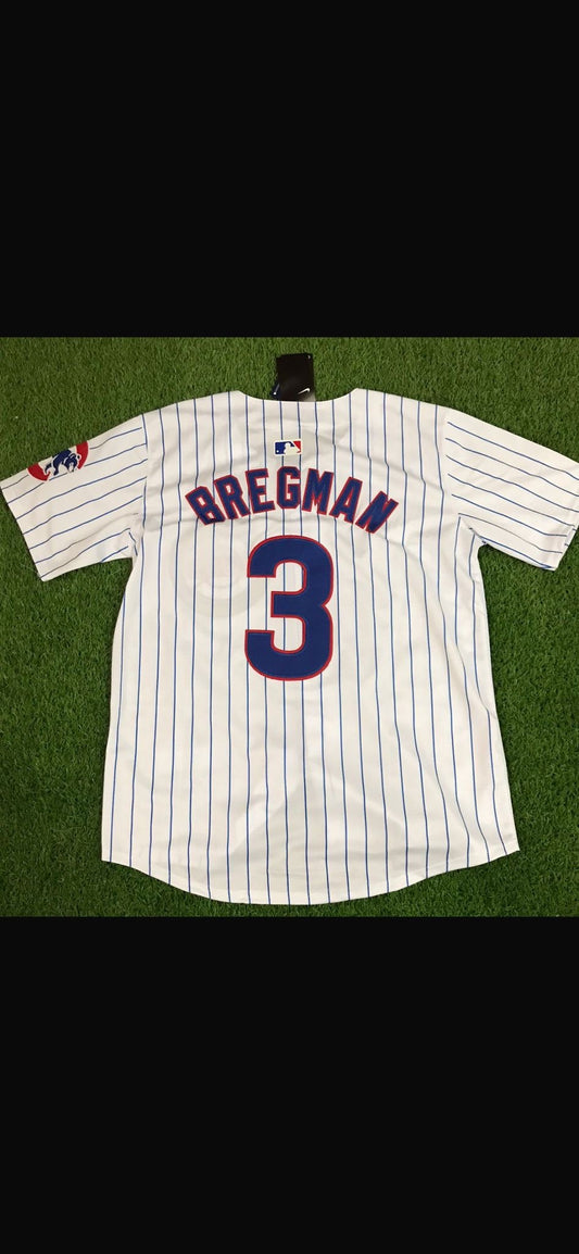 Alex Bregman White Pinstripe Chicago Cubs Jersey