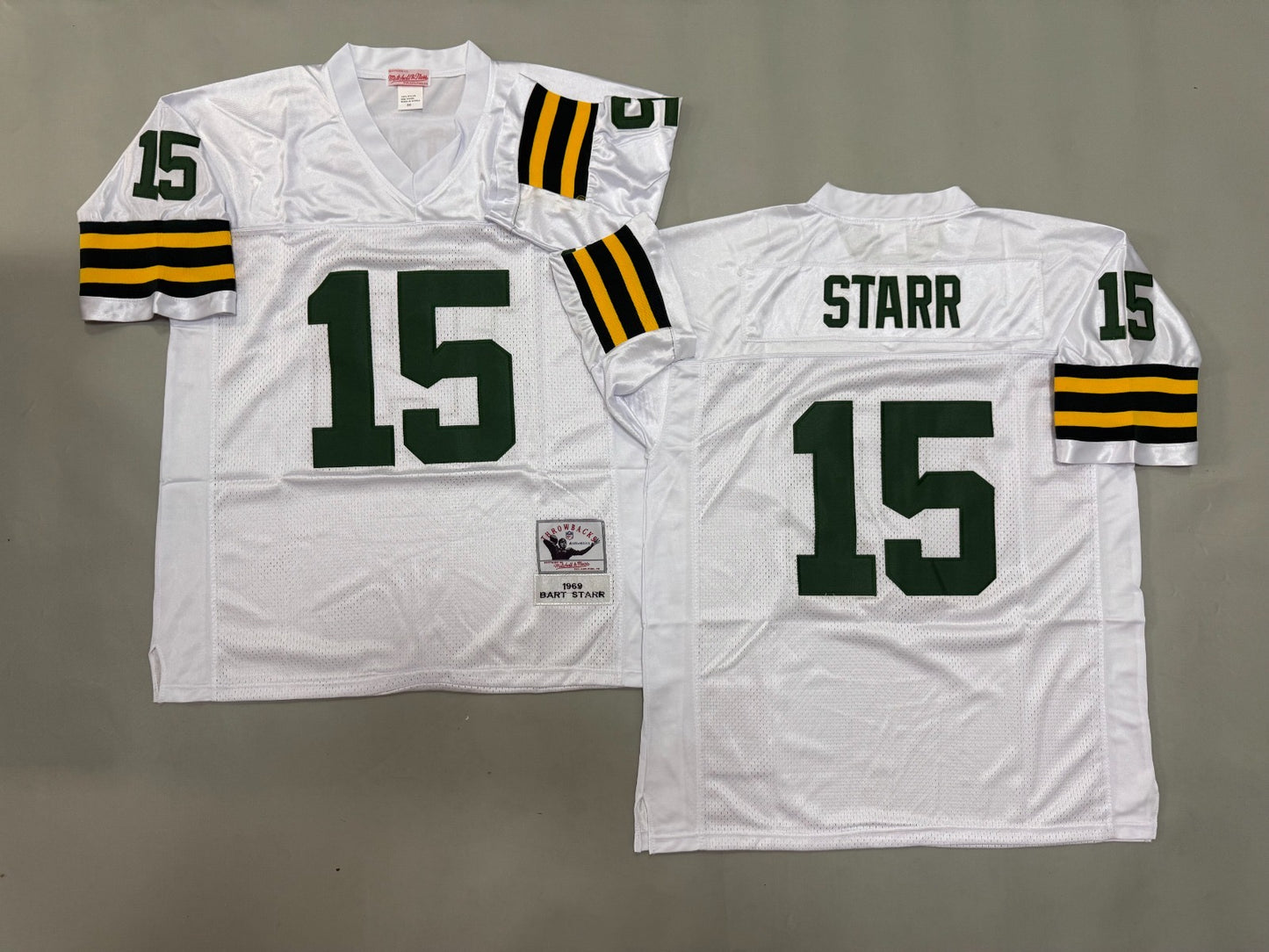 GREEN BAY PACKERS BART STARR WHITE VINTAGE JERSEY