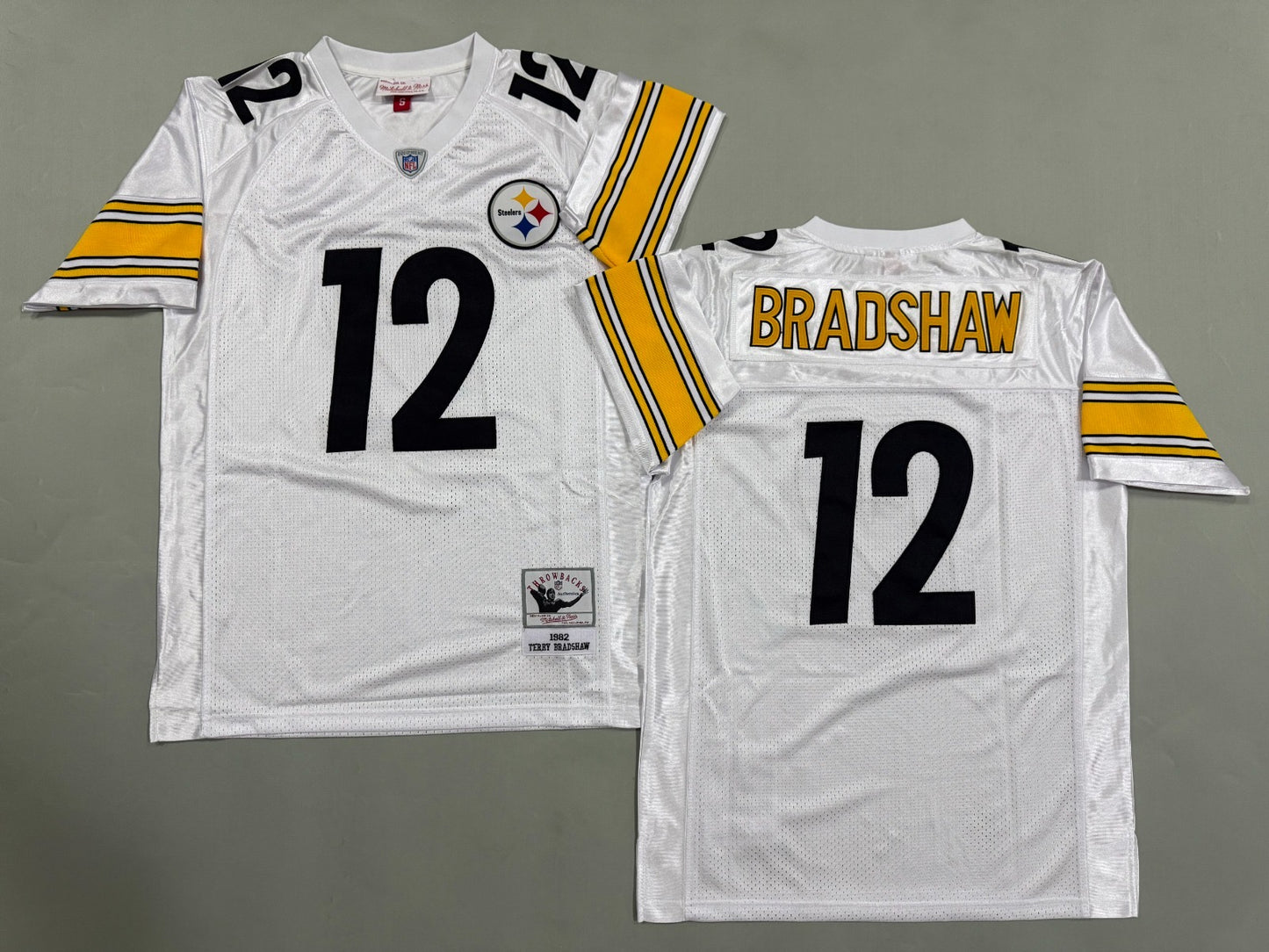 PITTSBURGH STEELERS TERRY BRADSHAW WHITE VINTAGE JERSEY