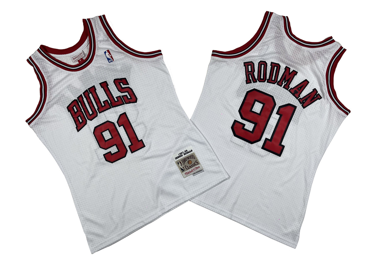 CHICAGO BULLS DENNIS RODMAN WHITE VINTAGE JERSEY