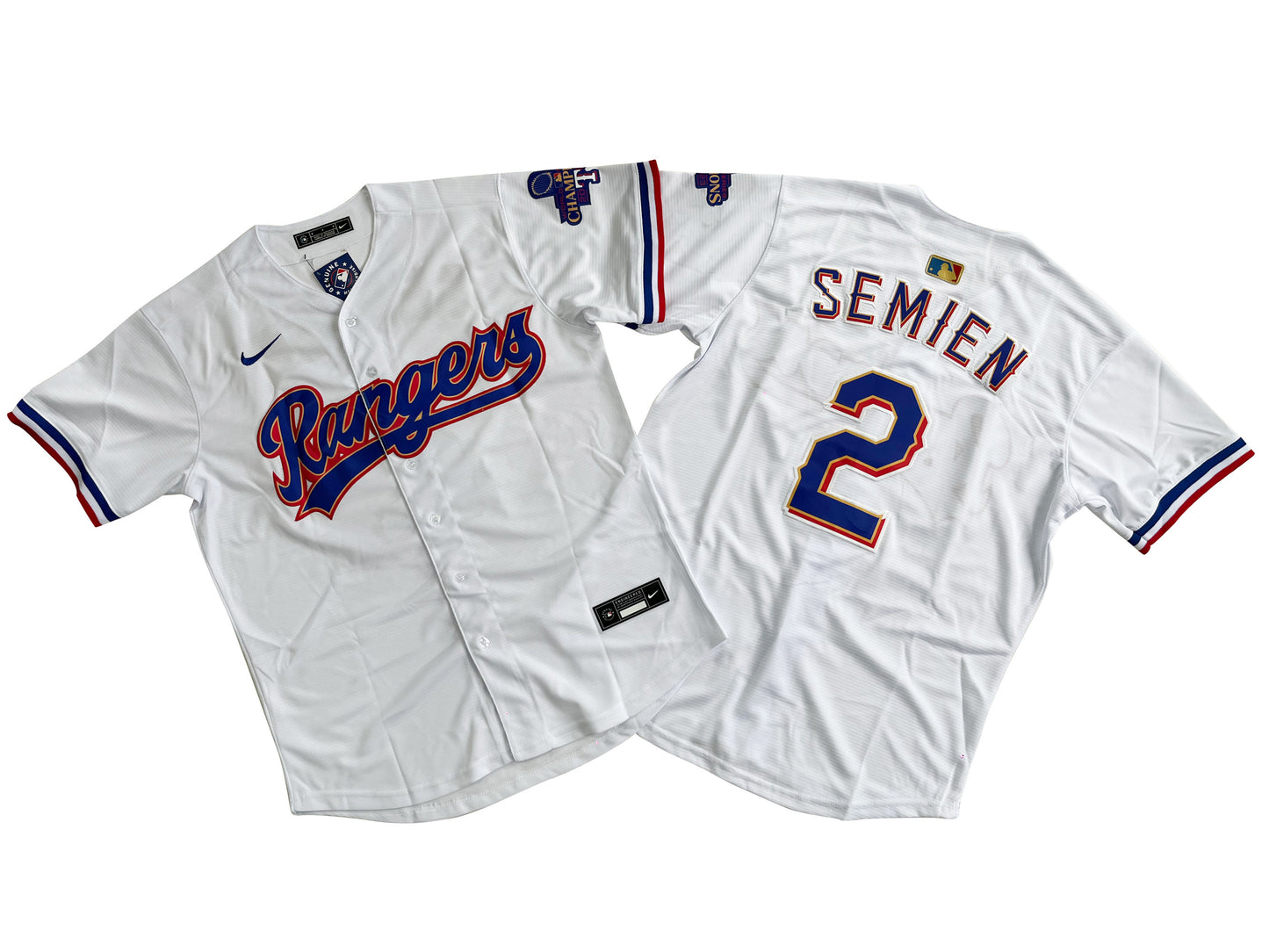 TEXAS RANGERS MARCUS SEMIEN WHITE JERSEY