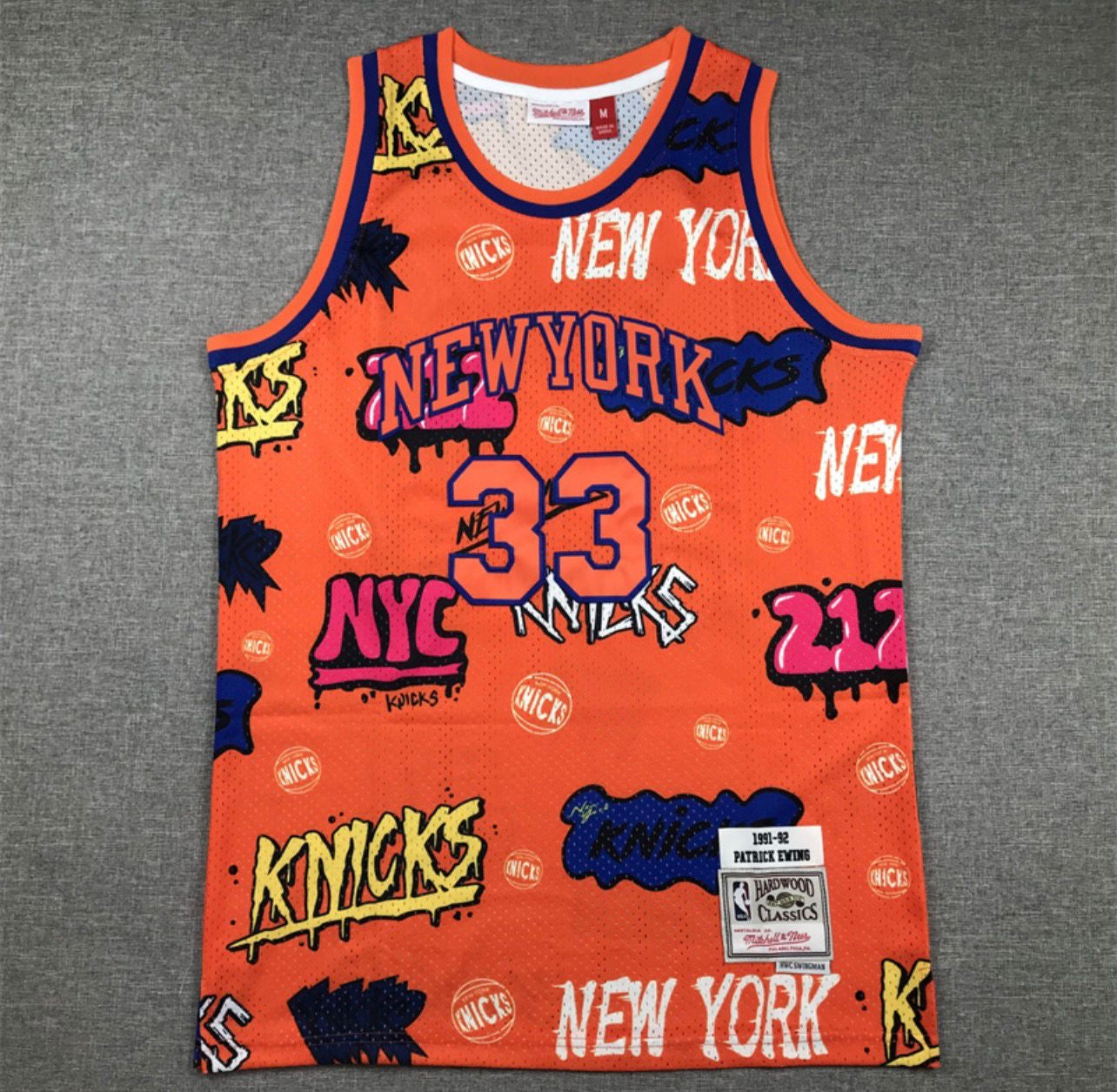 Patrick Ewing Orange Graphic New York Knicks Jersey