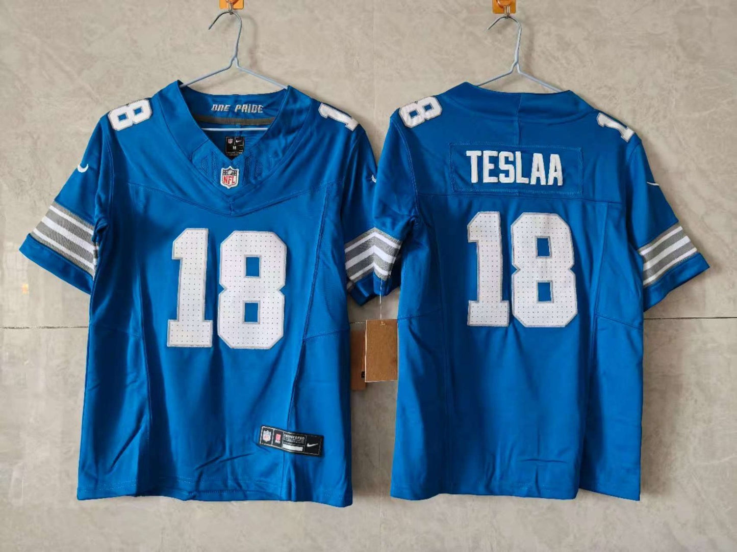 DETROIT LIONS ISAAC TESLAA BLUE JERSEY