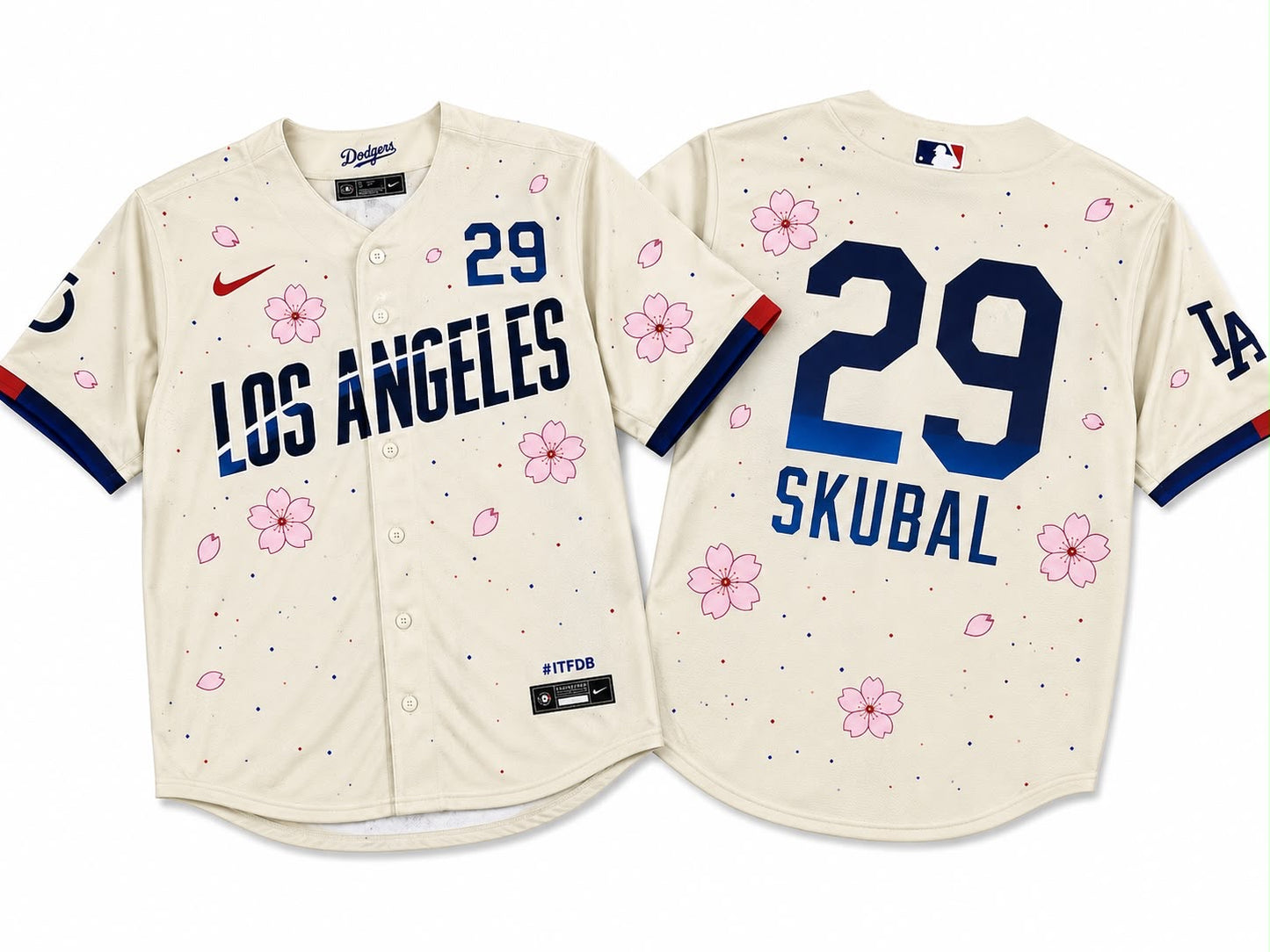 LOS ANGELES DODGERS TARIK SKUBAL BEIGE CHERRY BLOSSOM JERSEY