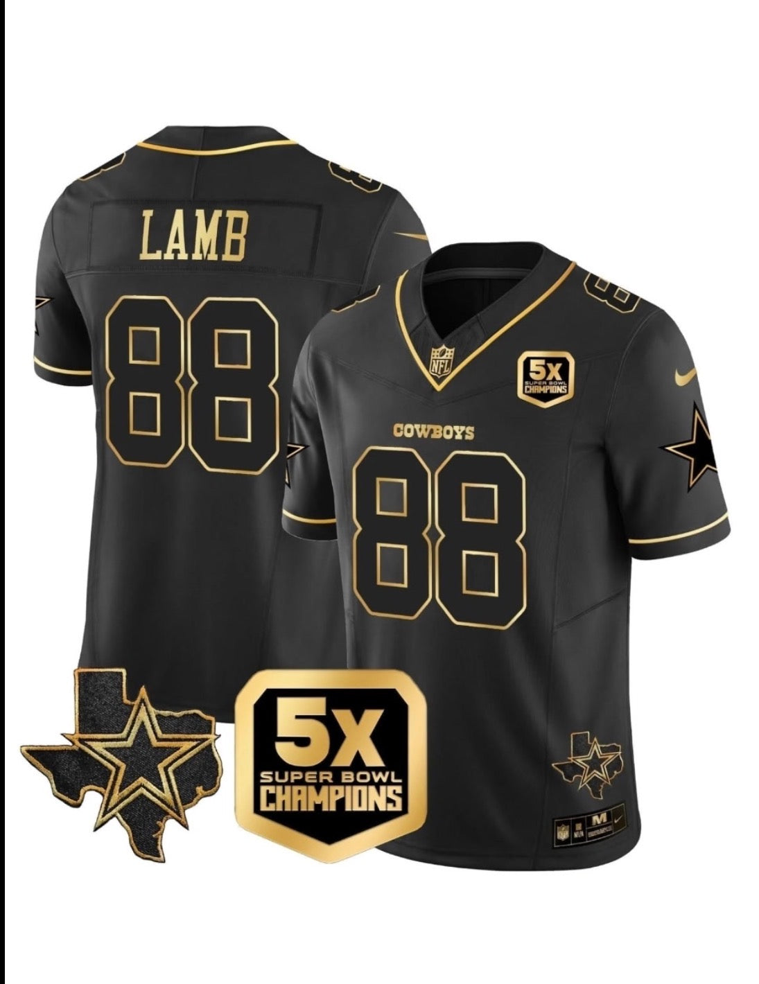 DALLAS COWBOYS CEEDEE LAMB BLACK JERSEY