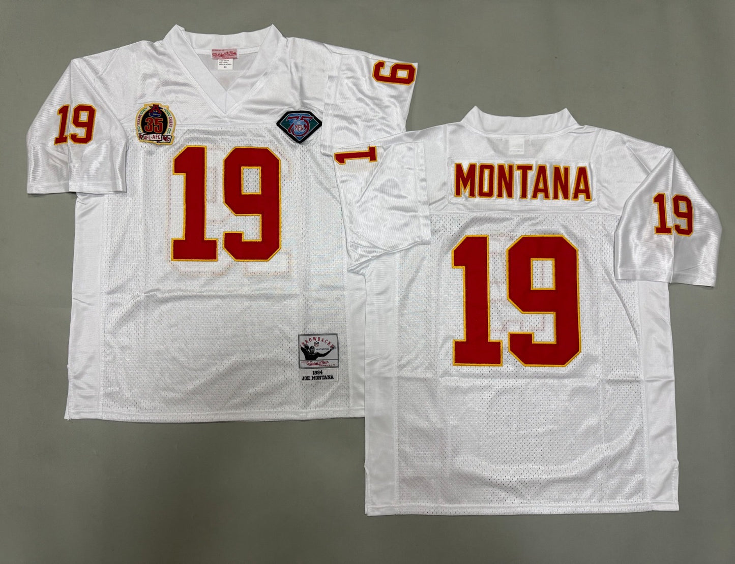 KANSAS CITY CHIEFS JOE MONTANA WHITE VINTAGE JERSEY