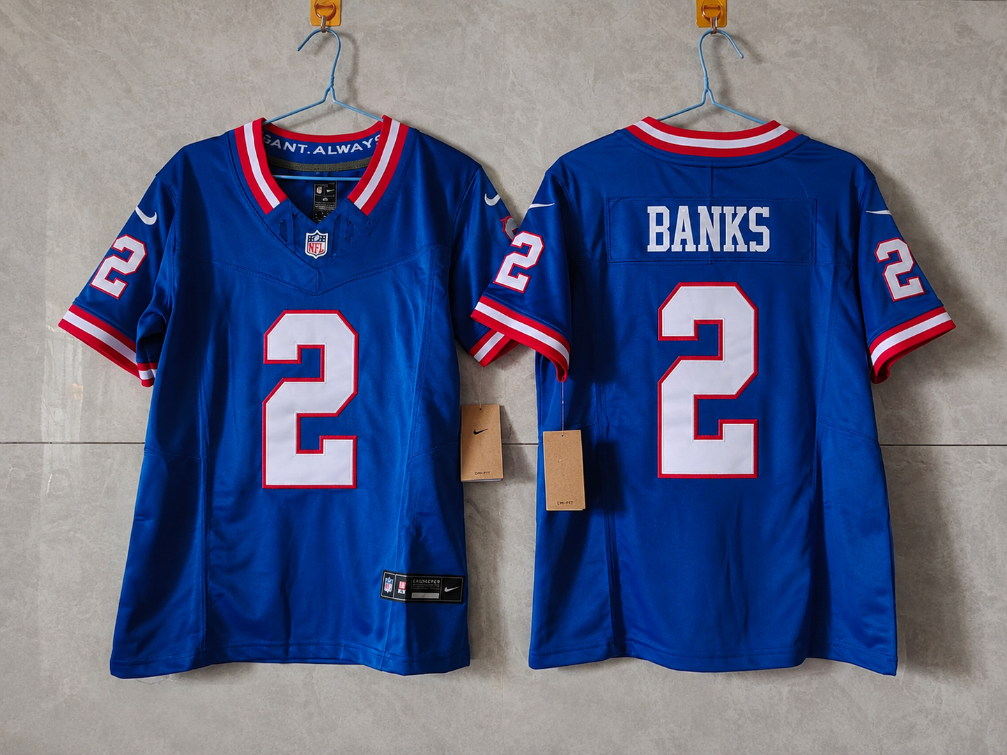 NEW YORK GIANTS DEONTE BANKS RETRO BLUE JERSEY
