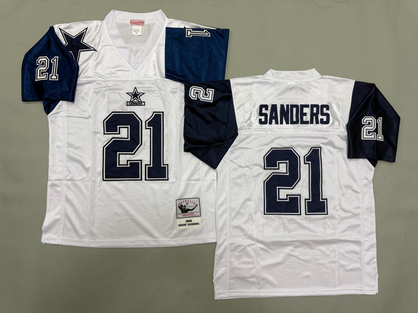 DALLAS COWBOYS DEION SANDERS WHITE VINTAGE JERSEY