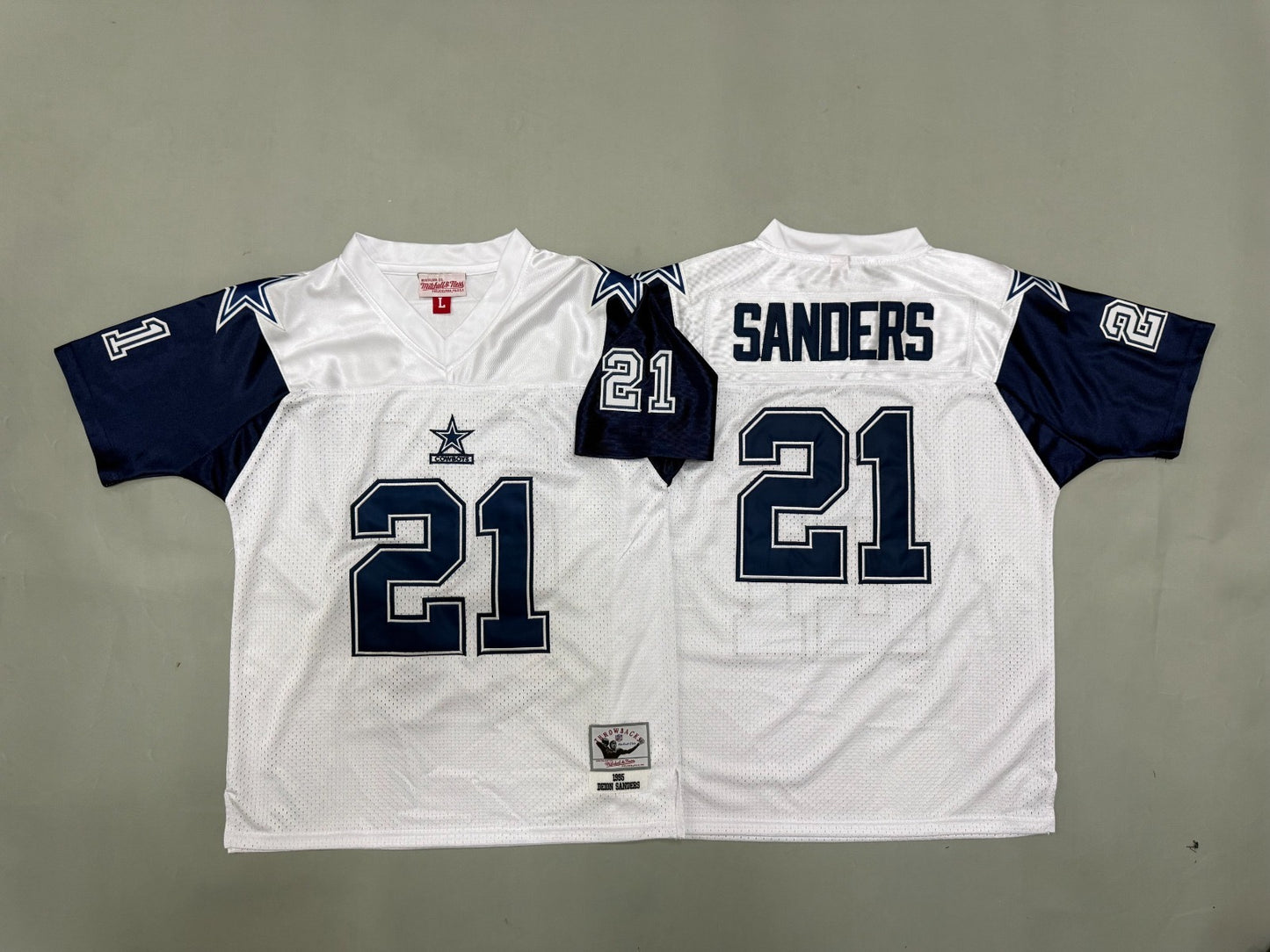 DALLAS COWBOYS DEION SANDERS WHITE VINTAGE JERSEY