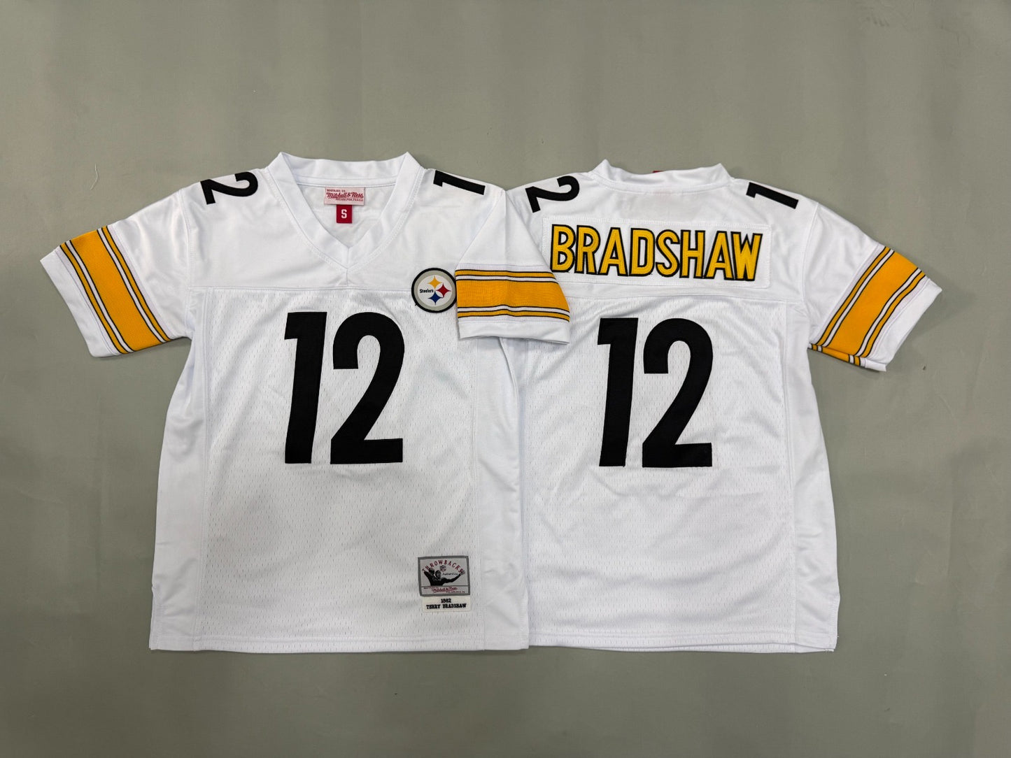 PITTSBURGH STEELERS TERRY BRADSHAW WHITE VINTAGE JERSEY