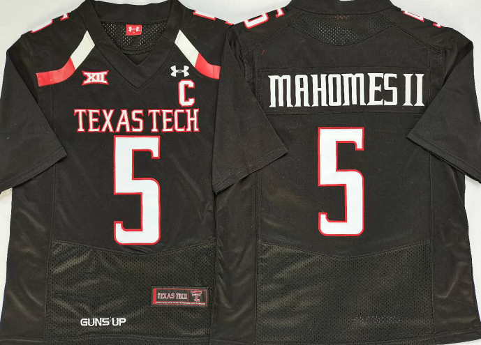 TEXAS TECH RED RAIDERS PATRICK MAHOMES BLACK JERSEY