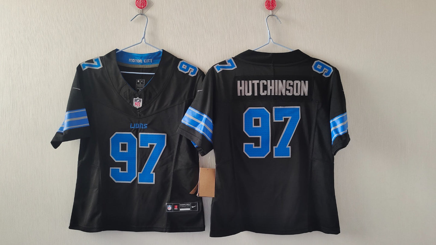 DETROIT LIONS AIDEN HUTCHINSON BLACK JERSEY