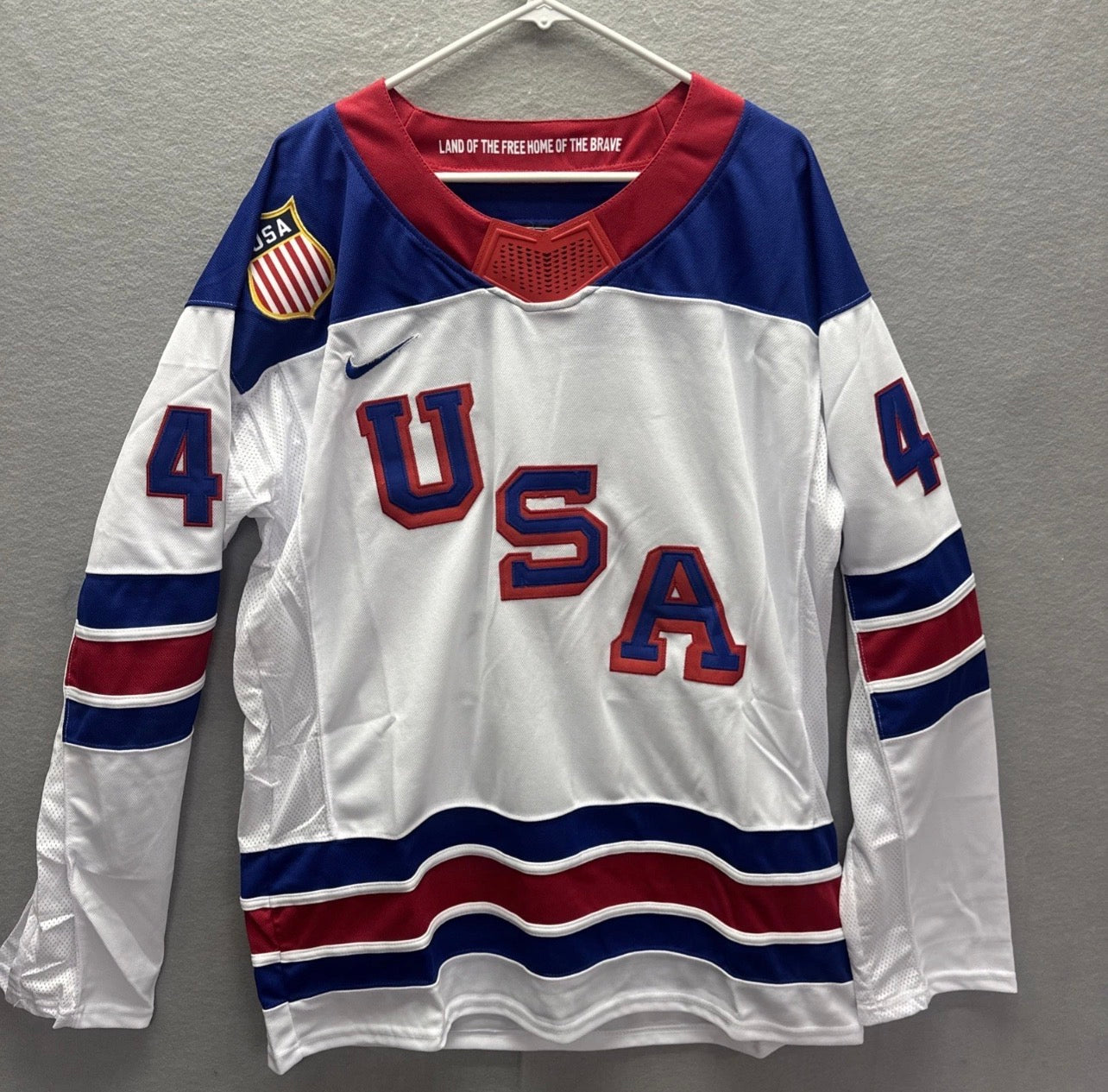 TEAM USA JACK HUGHES WHITE JERSEY