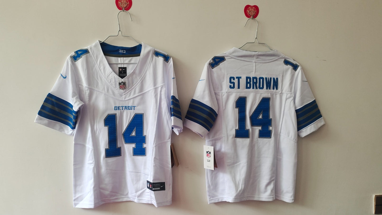 DETROIT LIONS AMON RA ST BROWN WHITE JERSEY