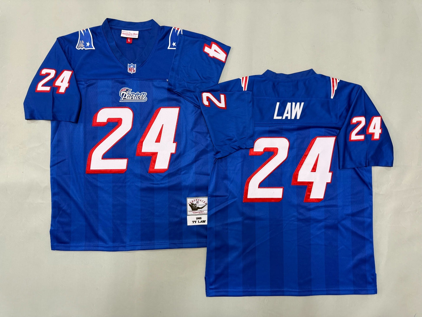 NEW ENGLAND PATRIOTS TY LAW RETRO BLUE VINTAGE JERSEY