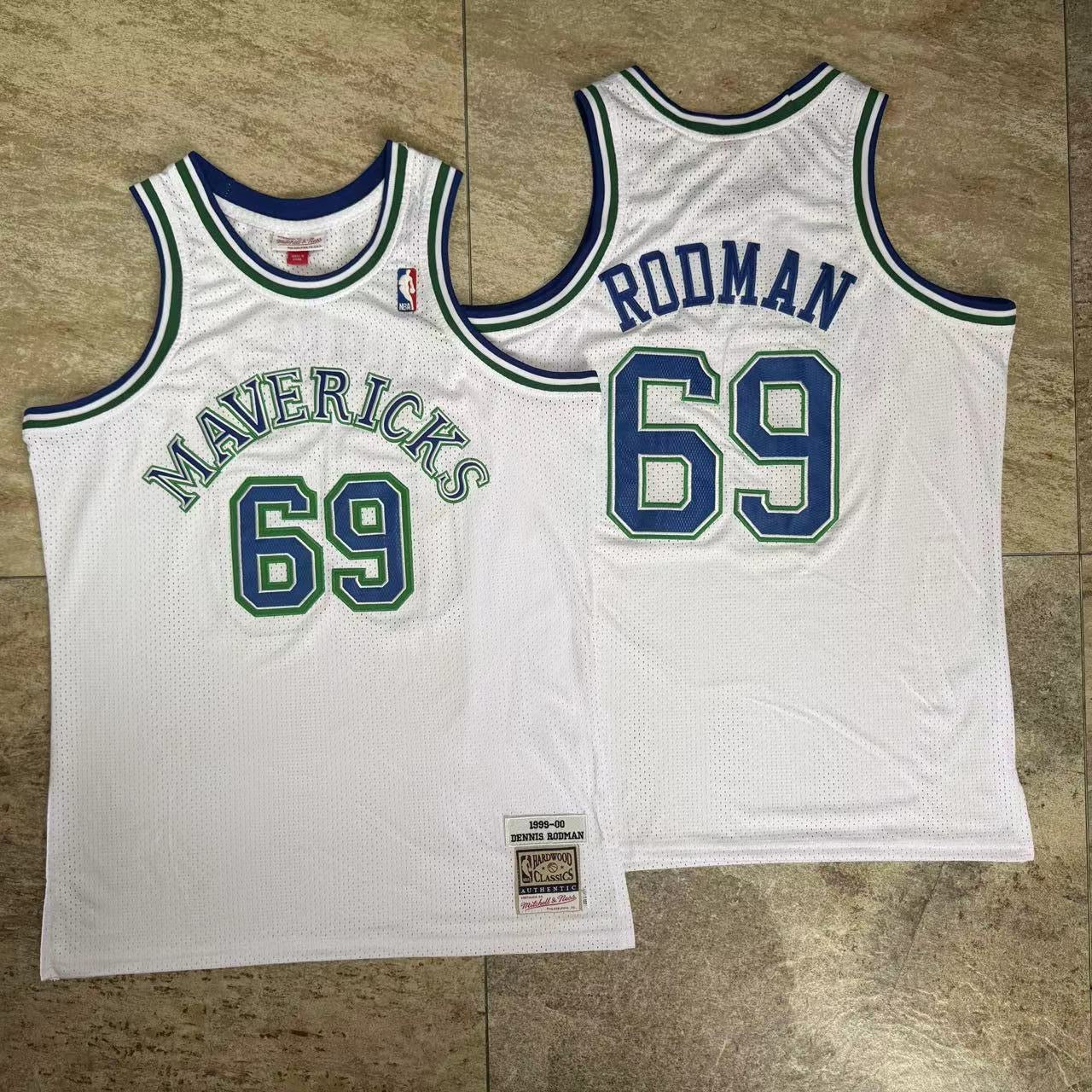 DALLAS MAVERICKS DENNIS RODMAN VINTAGE WHITE JERSEY