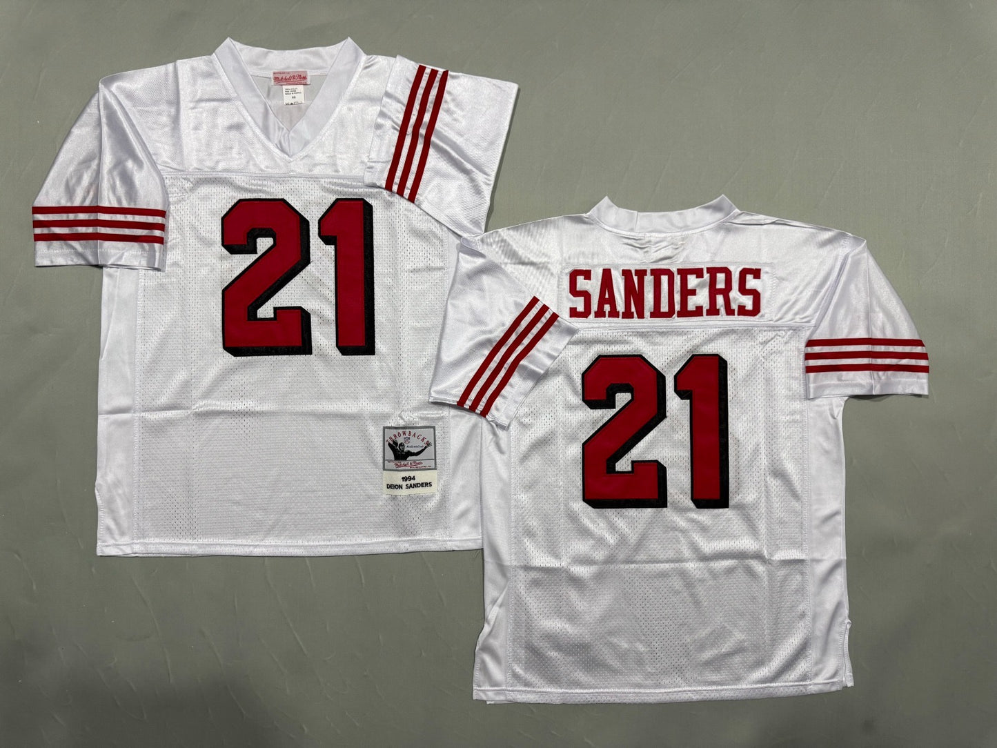 SAN FRANCISCO 49ERS DEION SANDERS WHITE VINTAGE JERSEY