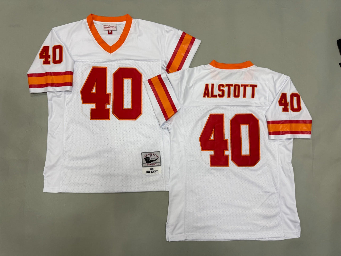 TAMPA BAY BUCCANEERS MIKE ALSTOTT WHITE VINTAGE JERSEY
