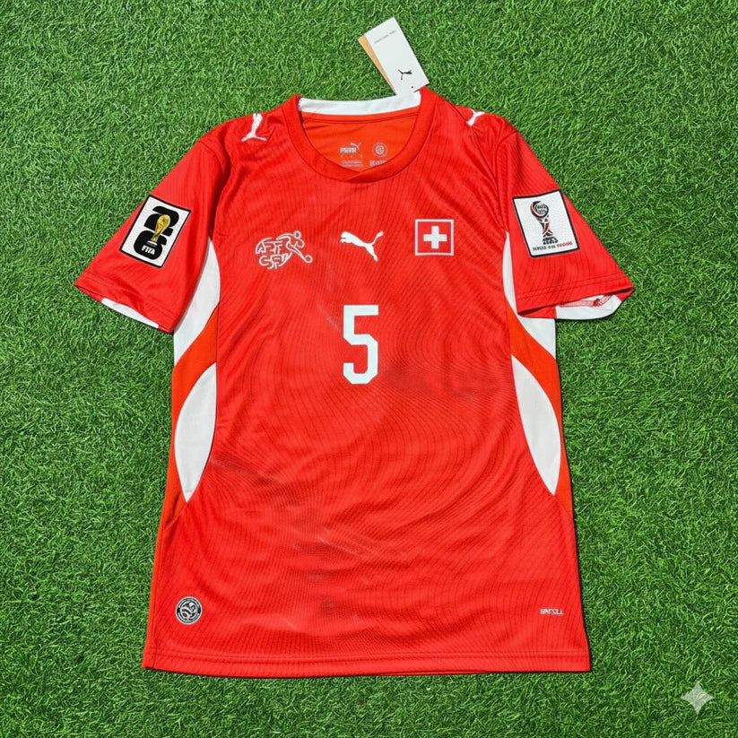 2026 WORLD CUP MANUEL AKANJI TEAM SWITZERLAND RED JERSEY