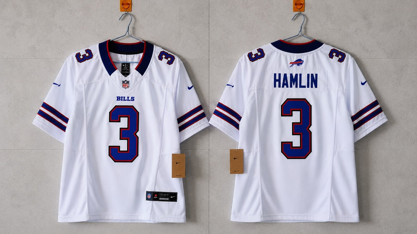BUFFALO BILLS DAMAR HAMLIN WHITE JERSEY