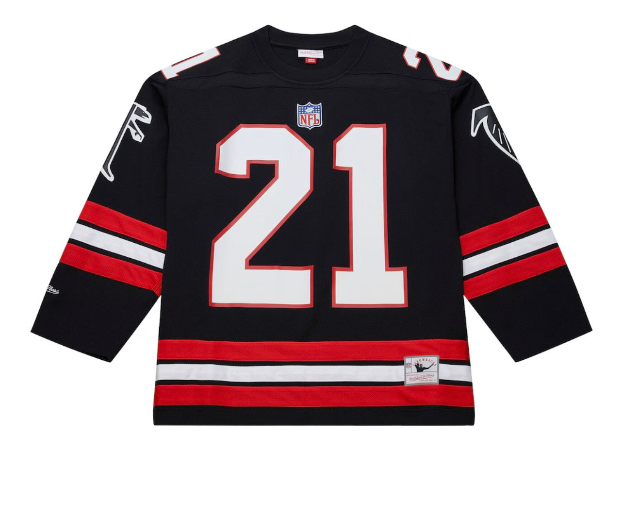 ATLANTA FALCONS DEION SANDERS BLACK HOCKEY STYLE JERSEY