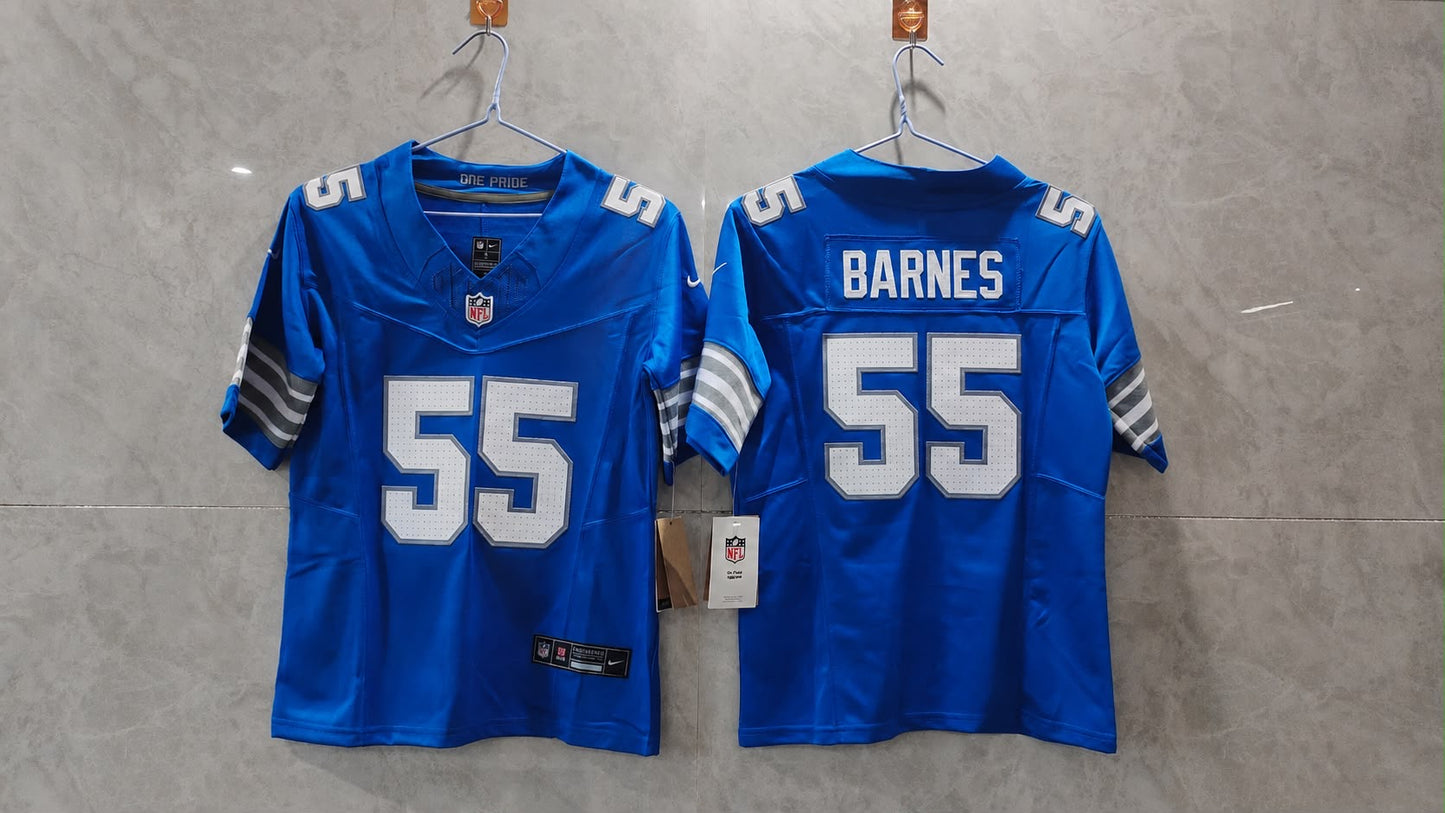 DETROIT LIONS DERRICK BARNES BLUE JERSEY