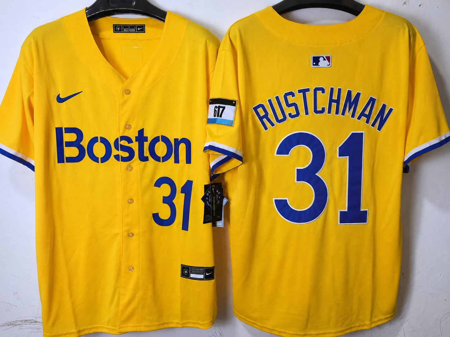 BOSTON RED SOCKS ADLEY RUTSCHMAN YELLOW JERSEY