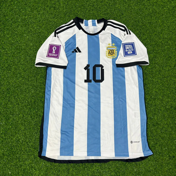 Lionel Messi Argentina 2022 World Cup Final Home Jersey