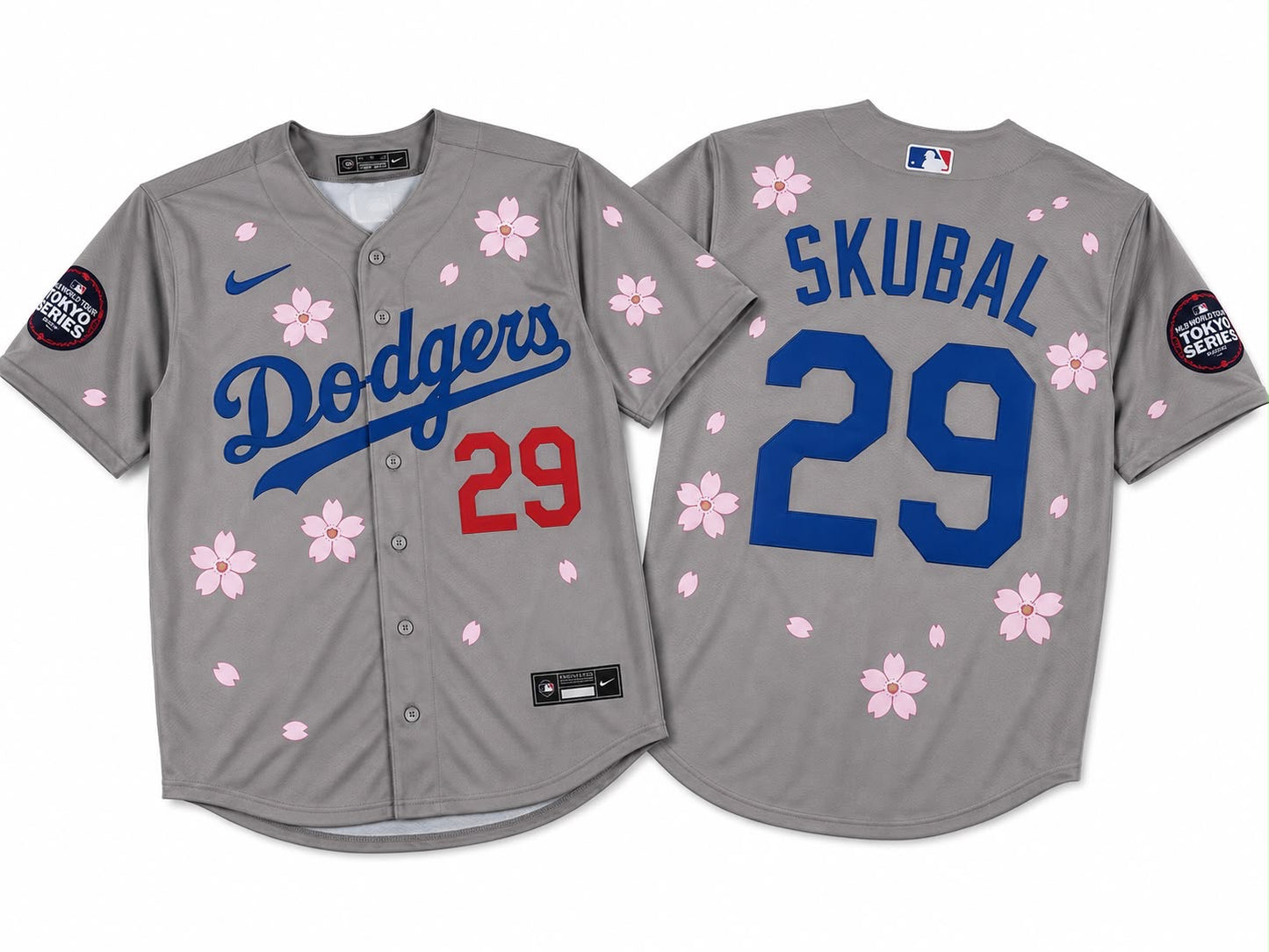 LOS ANGELES DODGERS TARIK SKUBAL GREY CHERRY BLOSSOM JERSEY