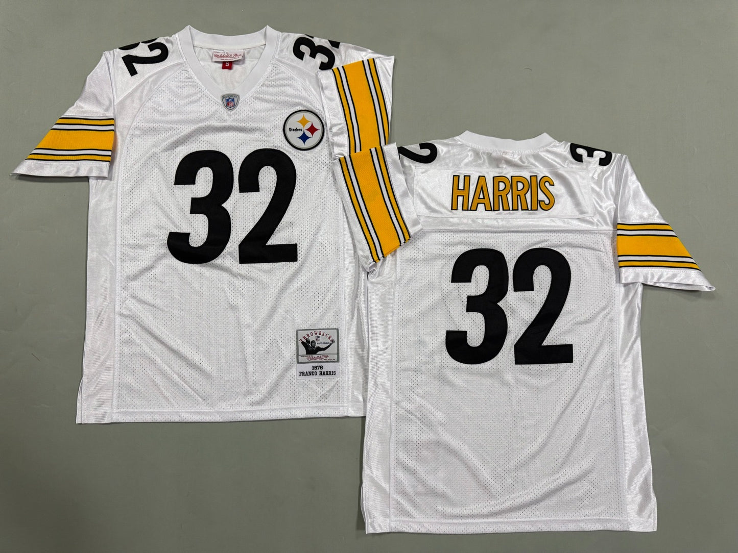 PITTSBURGH STEELERS FRANCO HARRIS WHITE VINTAGE JERSEY