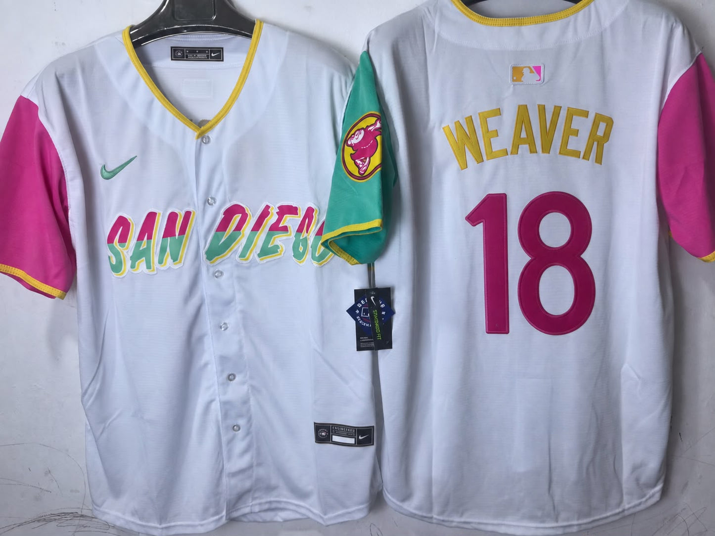SAN DIEGO PADRES JERED WEAVER WHITE JERSEY