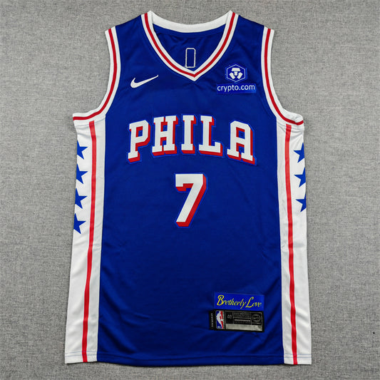 PHILADELPHIA 76ERS JAYLEN BROWN BLUE CRYPTO JERSEY