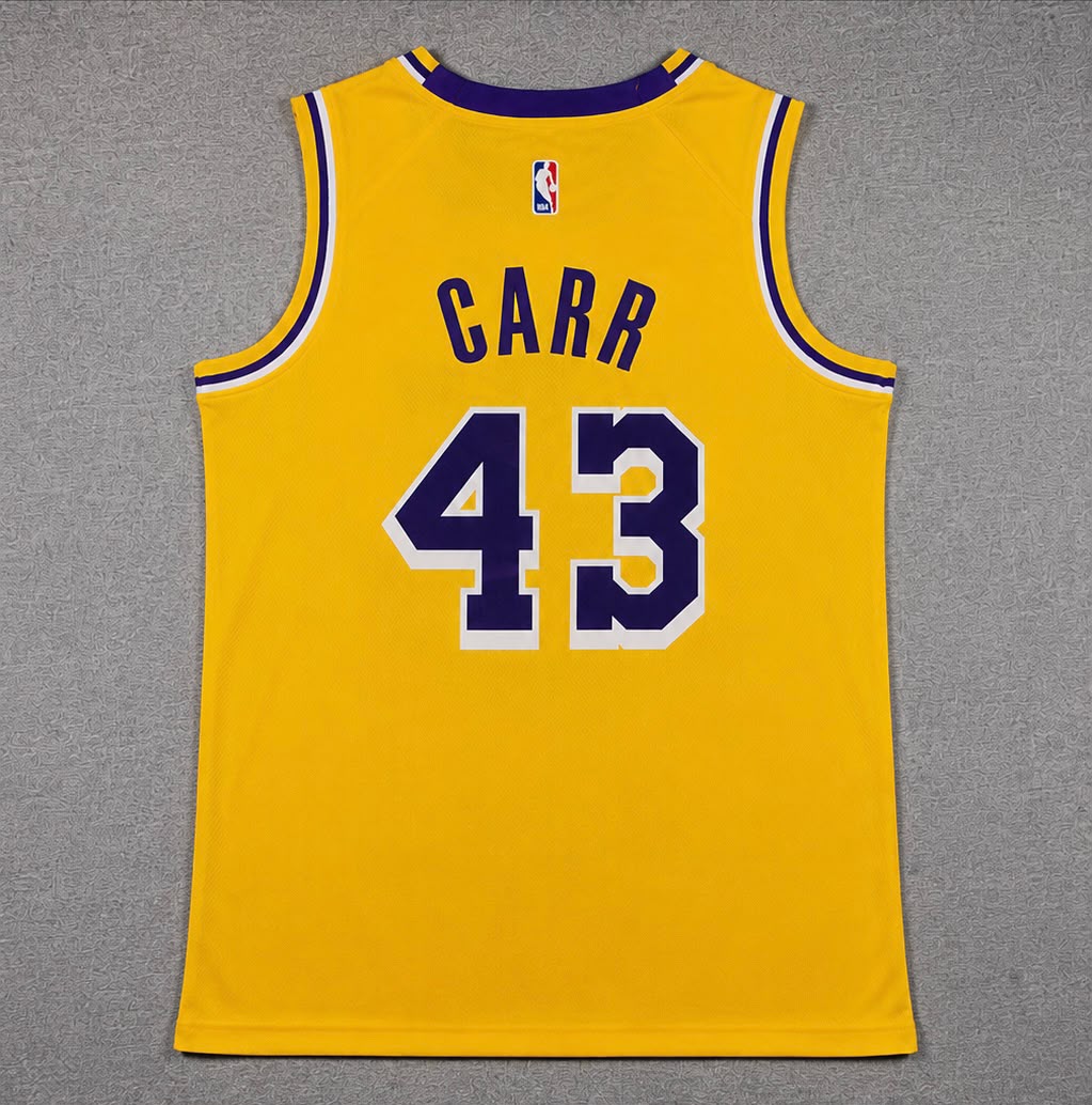 LOS ANGELES LAKERS CAMERON CARR YELLOW JERSEY