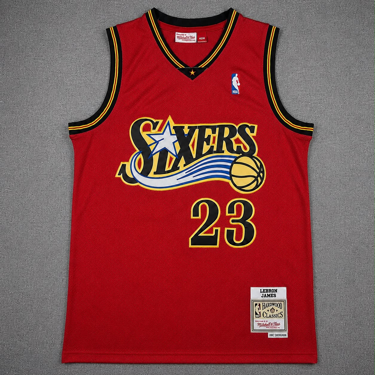 PHILADELPHIA 76ERS LEBRON JAMES RED VINTAGE JERSEY