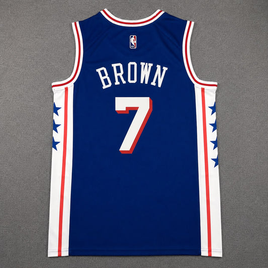 PHILADELPHIA 76ERS JAYLEN BROWN BLUE JERSEY