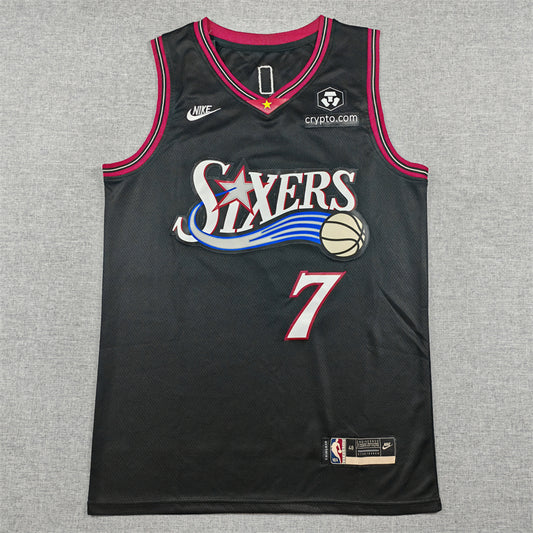 PHILADELPHIA 76ERS JAYLEN BROWN BLACK CRYPTO JERSEY