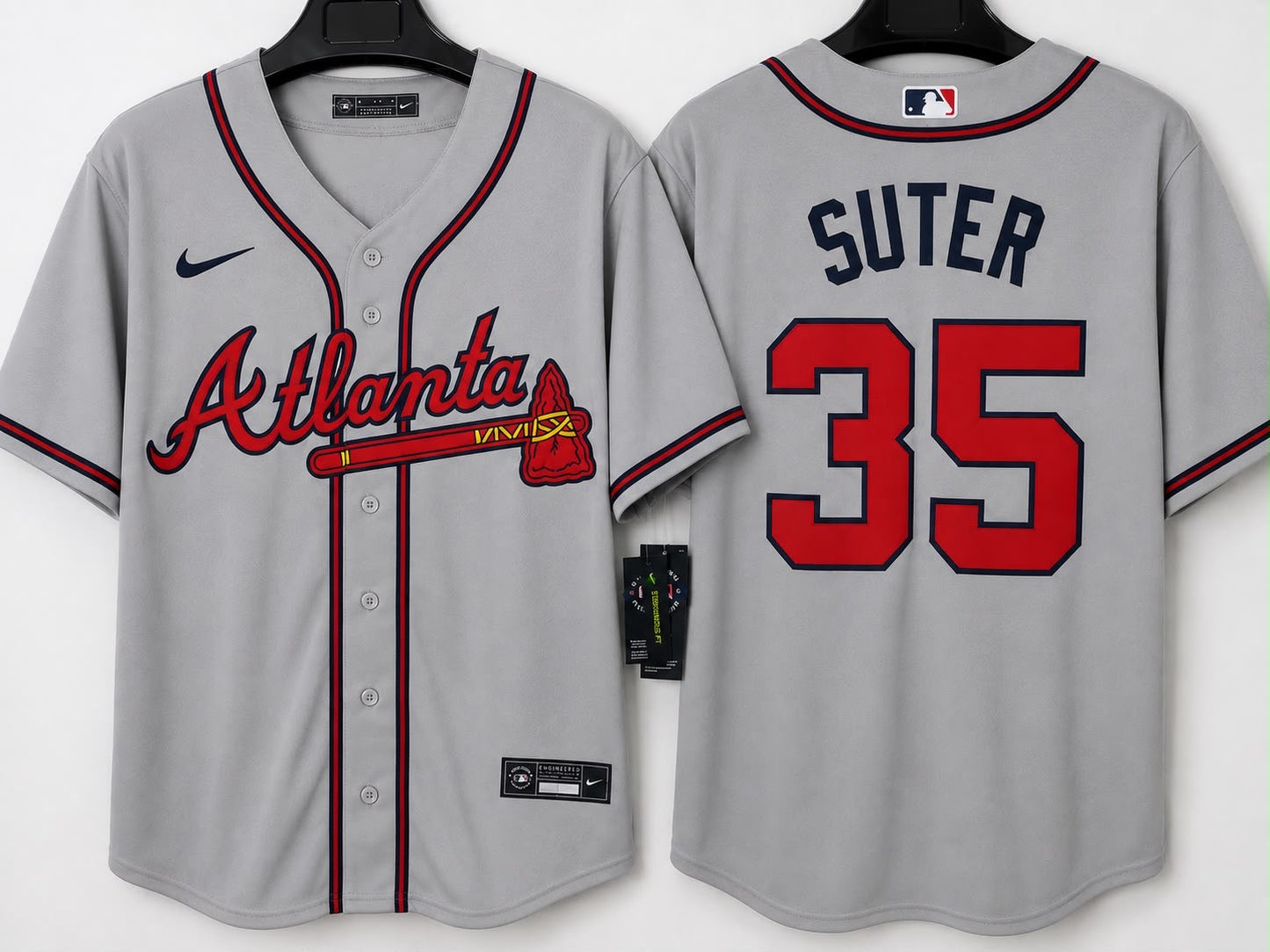 ATLANTA BRAVES BRENT SUTER GREY JERSEY